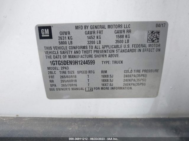 1GTG5DEN9H1244599 GMC Canyon 2wd Slt