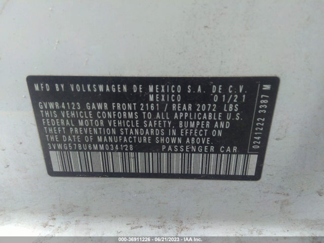 3VWG57BU6MM034128 Volkswagen Jetta Sel Premium