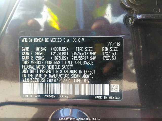 Honda Hr-v Ex-l 2019 3CZRU5H78KM721347 Image 9