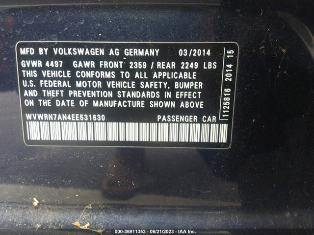 WVWRN7AN4EE531630 Volkswagen Cc Executive