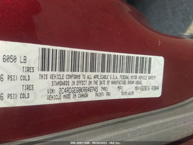 2C4RDGEG8KR646745 Dodge Grand Caravan Gt
