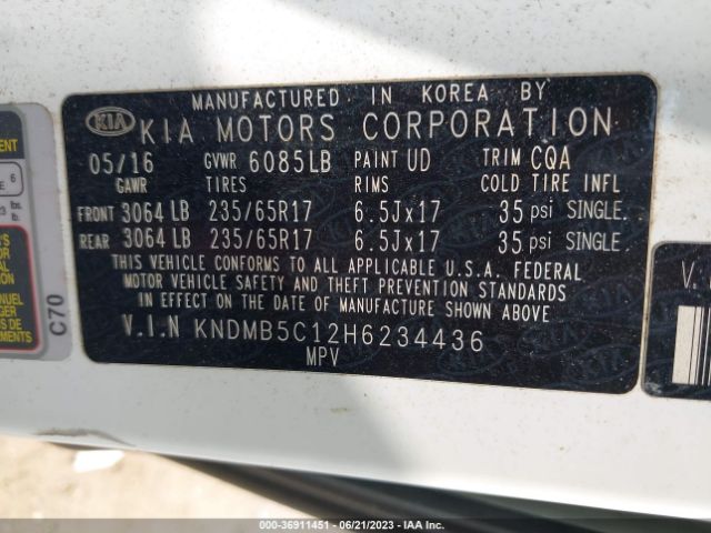KNDMB5C12H6234436 KIA SEDONA LX