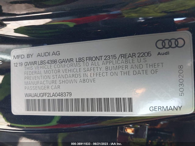 WAUAUGFF2LA048379 Audi A3 Sedan Premium