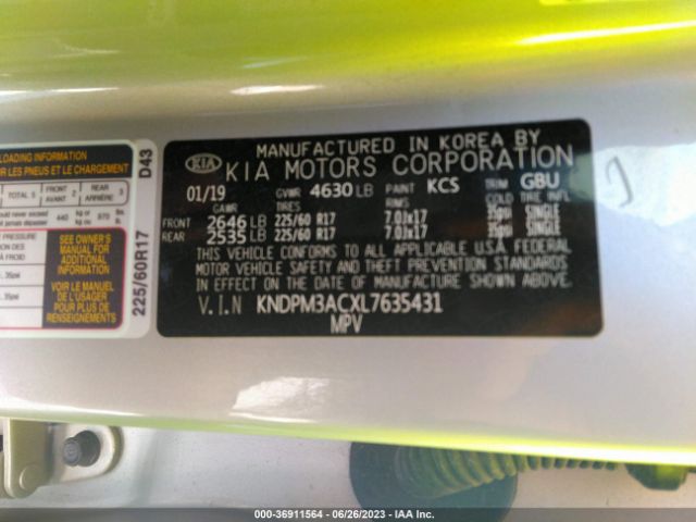 KNDPM3ACXL7635431 KIA Sportage Lx