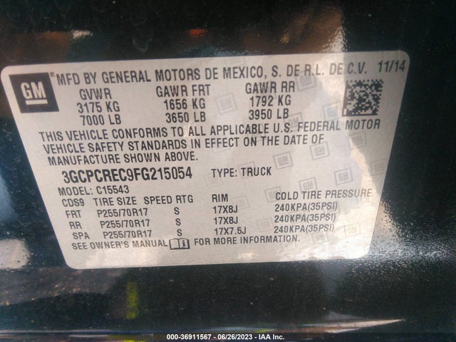 Chevrolet Silverado 1500 Lt 2015 3GCPCREC9FG215054 Image 9