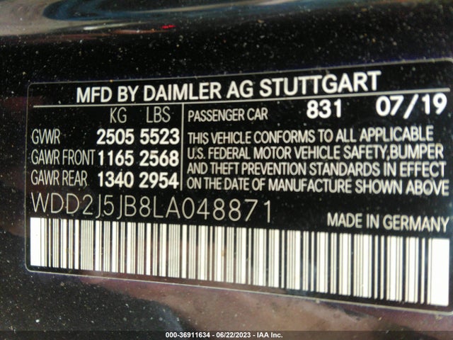 2020 Mercedes-Benz CLS-Class, VIN: WDD2J5JB8LA048871