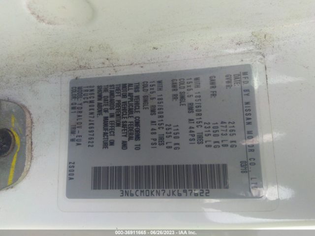 3N6CM0KN7JK697622 Nissan Nv200 Compact Cargo S