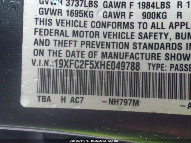 Honda Civic Sedan Lx 2017 19XFC2F5XHE049788 Image 9