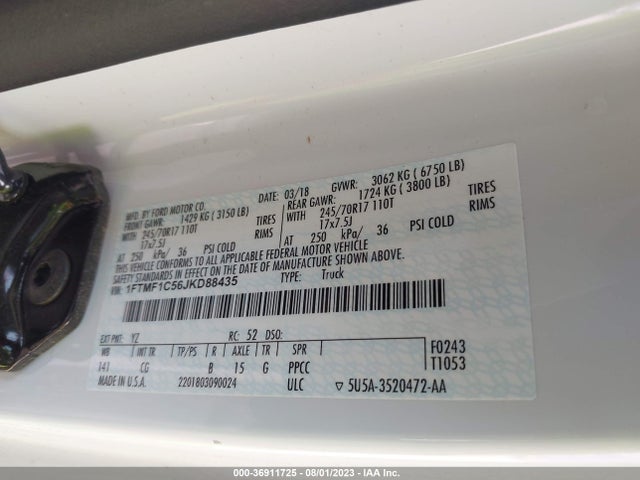 Ford F150 2018 1FTMF1C56JKD88435 Image 22