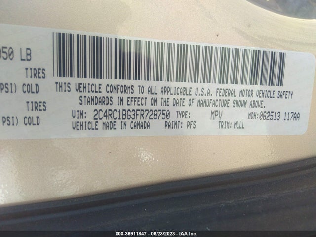 2C4RC1BG3FR728750 Chrysler Town & Country Touring