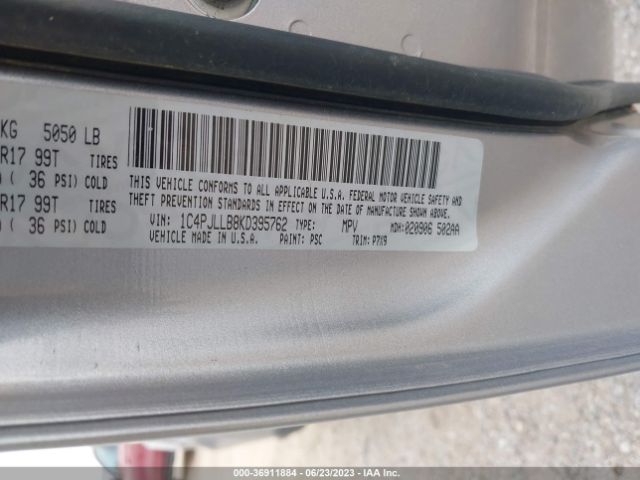 1C4PJLLB8KD395762 Jeep Cherokee Latitude Plus