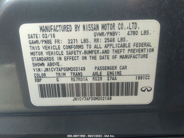 JN1CV7AP0GM202149 Infiniti Q50 2.0t Premium