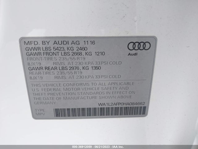 Audi Q5 Premium Plus 2017 WA1L2AFP0HA084662 Image 9