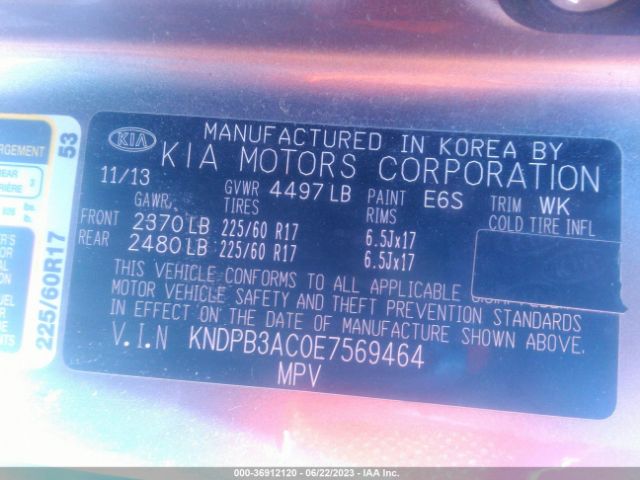 KNDPB3AC0E7569464 KIA Sportage Lx