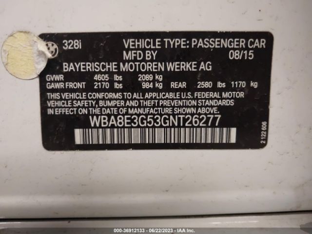 WBA8E3G53GNT26277 BMW 3 Series 328i Xdrive
