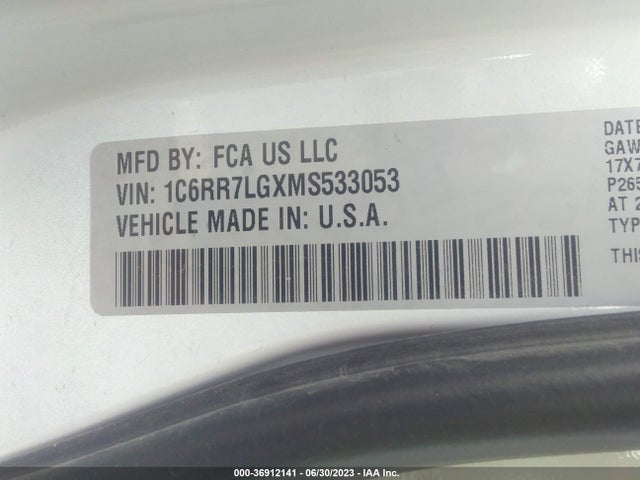 2021 RAM 1500 CLASSIC SLT/WARLOCK VIN: 1C6RR7LGXMS533053