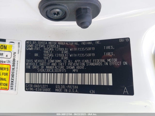 Toyota SIENNA SE 2020 5TDXZ3DC3LS039175 Image 9
