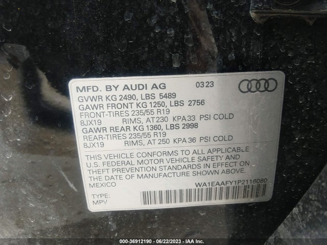 WA1EAAFY1P2116080 Audi Q5 S Line Premium Plus