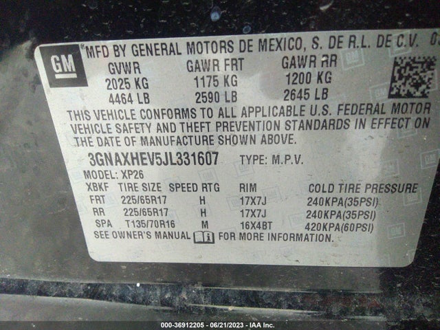 Chevrolet EQUINOX LS 2018 3GNAXHEV5JL331607 Image 9