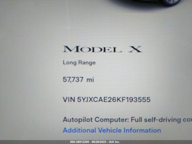 2019 Tesla Model X, VIN: 5YJXCAE26KF193555