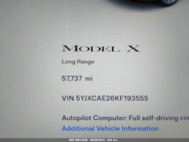 5YJXCAE26KF193555 Tesla MODEL X