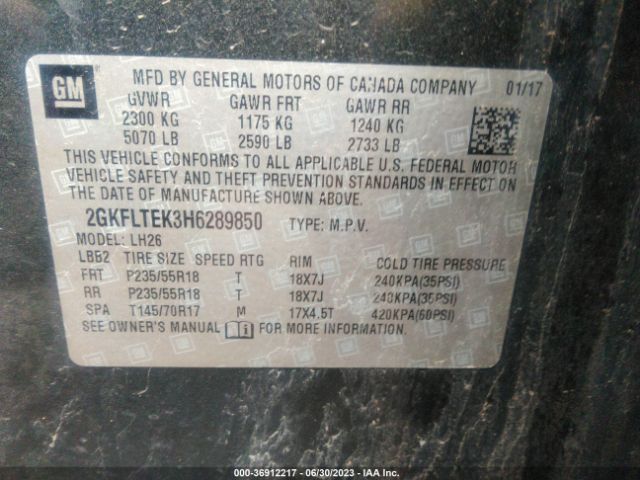 2GKFLTEK3H6289850 GMC Terrain Sle