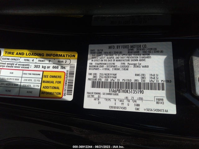 Ford Mustang Ecoboost 2019 1FA6P8TH0K5135190 Image 16