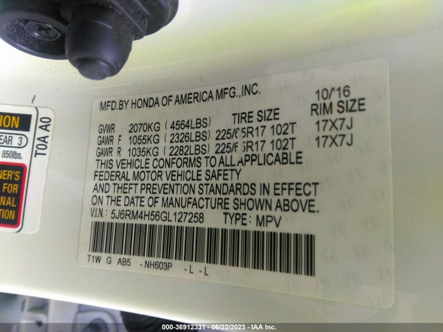 Honda CR-V EX 2016 5J6RM4H56GL127258 Image 9
