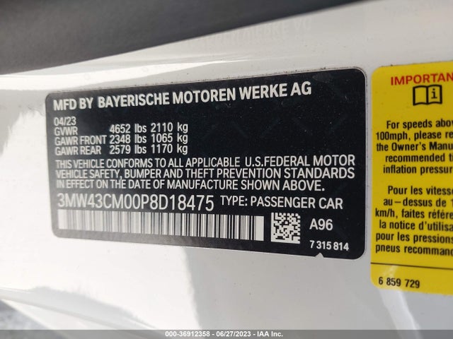 2023 BMW 2 Series, VIN: 3MW43CM00P8D18475