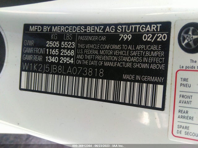 2020 Mercedes-Benz CLS-Class, VIN: W1K2J5JB8LA073818