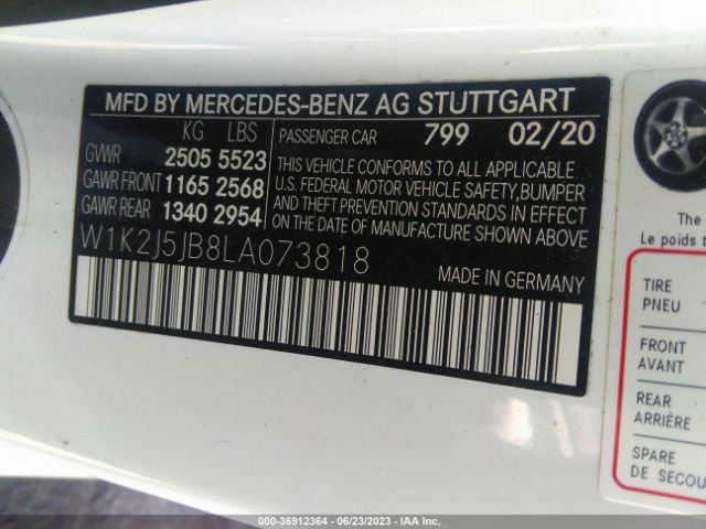 W1K2J5JB8LA073818 Mercedes-Benz Cls Cls 450