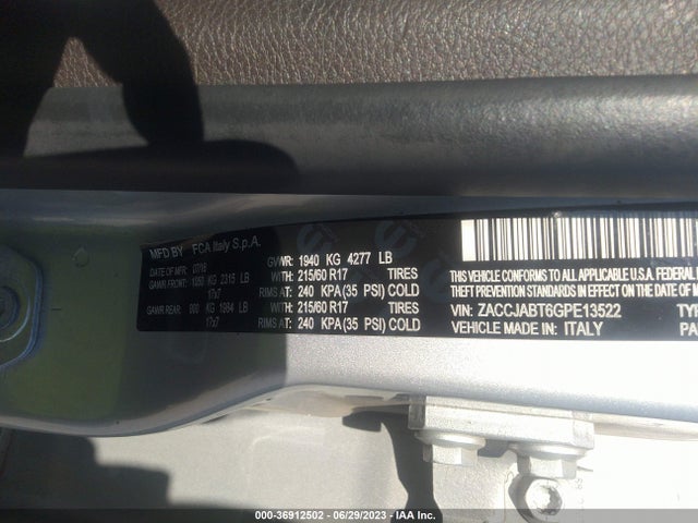 ZACCJABT6GPE13522 Jeep Renegade Latitude