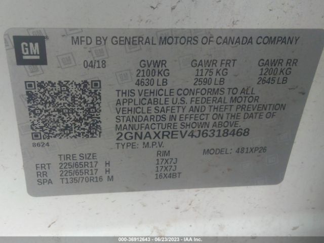 Chevrolet EQUINOX LS 2018 2GNAXREV4J6318468 Image 15