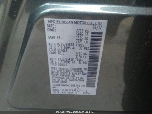 5N1DR2MM8HC689579 Nissan Pathfinder Sl