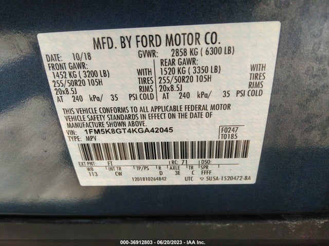 Ford EXPLORER SPORT 2019 1FM5K8GT4KGA42045 Image 16