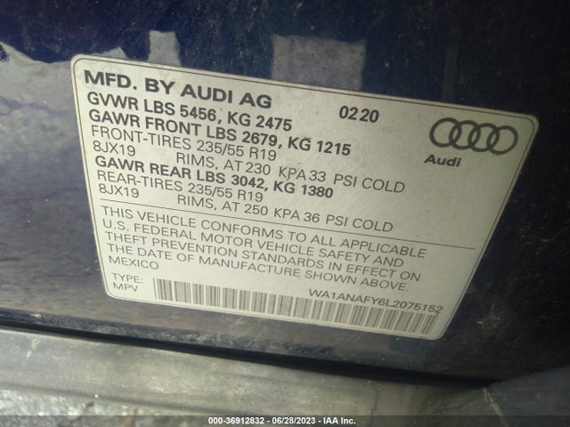 WA1ANAFY6L2075152 Audi Q5 Premium/titanium Premium