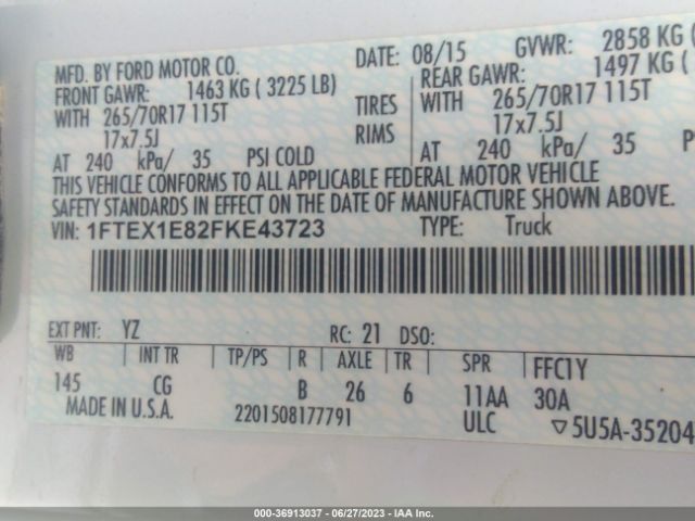 1FTEX1E82FKE43723 Ford F-150 Xlt/xl