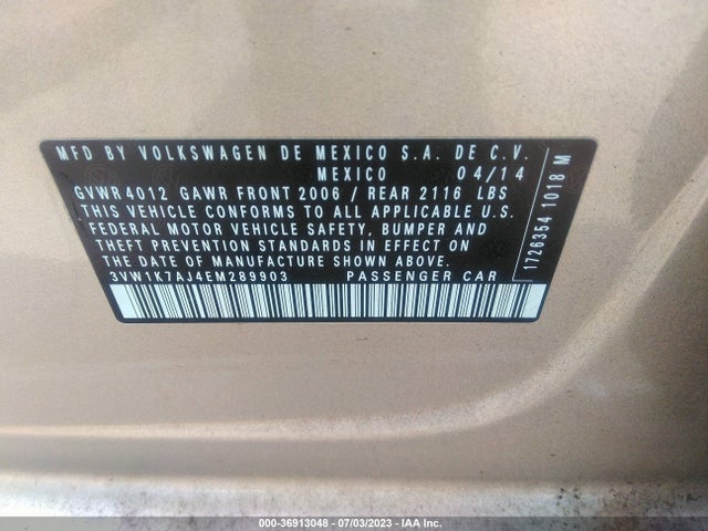 3VW1K7AJ4EM289903 Volkswagen Jetta Sedan S