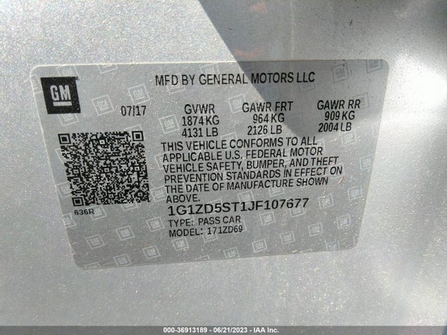 Chevrolet MALIBU LT 2018 1G1ZD5ST1JF107677 Image 9