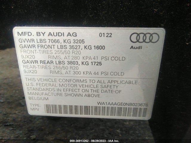 2022 Audi e-tron, VIN: WA1AAAGE0NB023678