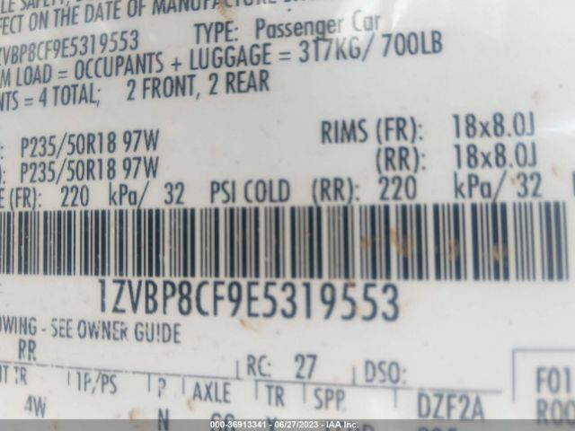 1ZVBP8CF9E5319553 Ford MUSTANG GT