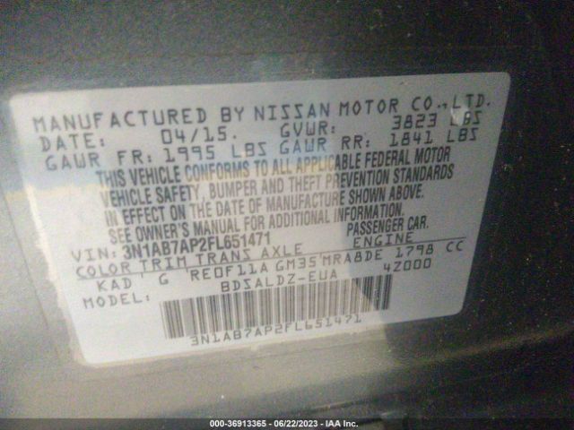 3N1AB7AP2FL651471 Nissan Sentra Sr/sl/s/sv/fe+ S