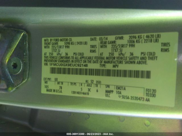 1FMCU0GX9EUC92148 Ford ESCAPE SE