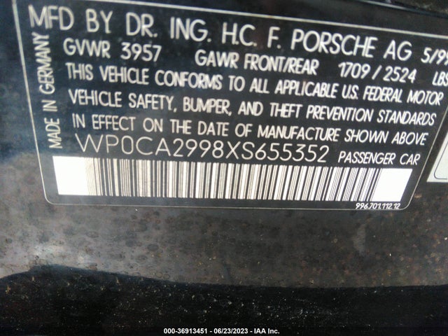 1999 PORSCHE 911 WP0CA2998XS655352 Photo 8