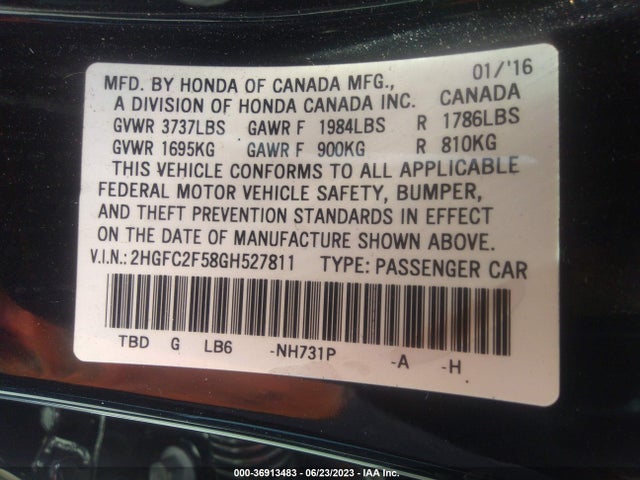 Honda Civic Sedan Lx 2016 2HGFC2F58GH527811 Image 9
