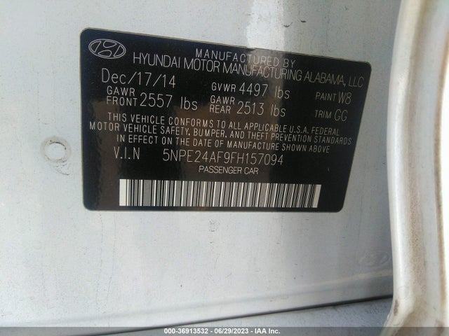 Hyundai Sonata 2.4l Se 2015 5NPE24AF9FH157094 Image 16