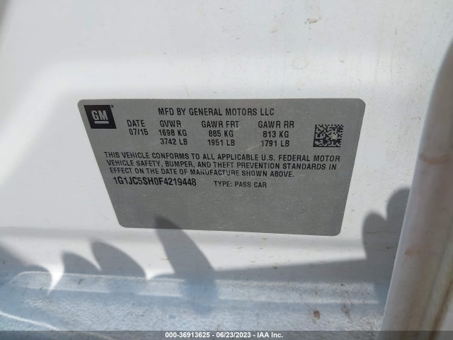 Chevrolet SONIC LT 2015 1G1JC5SH0F4219448 Image 9