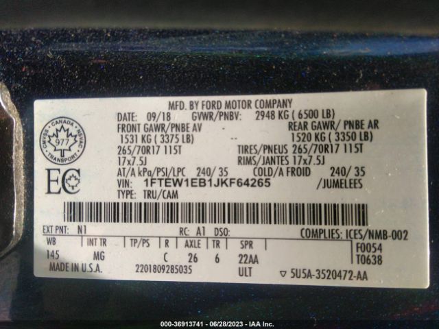 1FTEW1EB1JKF64265 Ford F-150 Xl/xlt