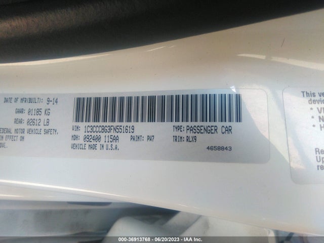 1C3CCCBG3FN551619 Chrysler 200 S