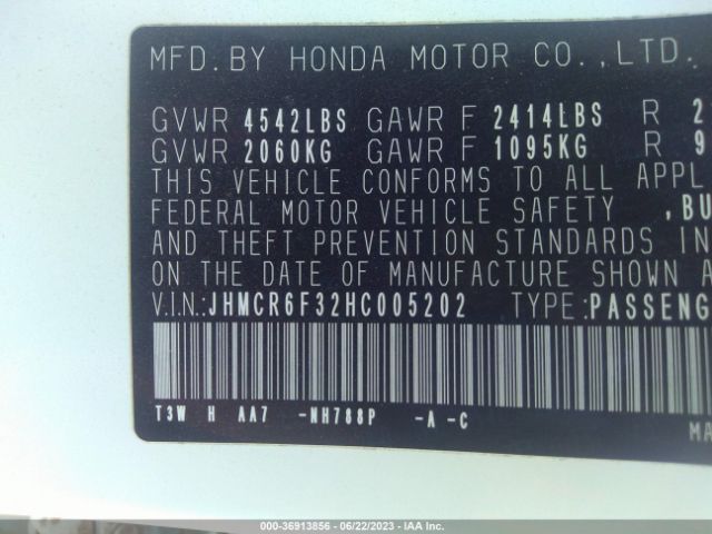 Honda ACCORD HYBRID 2017 JHMCR6F32HC005202 Image 16